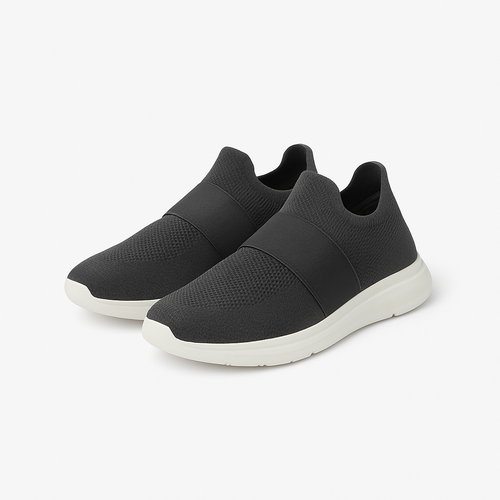 Charcoal Knit Slip-Ons - Sun Impact Shoes